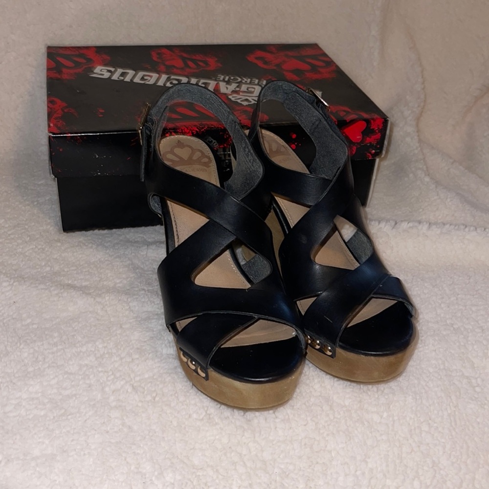 Black Wedge Sandal